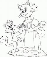 Coloring Cat Mom Son Pages Cats sketch template