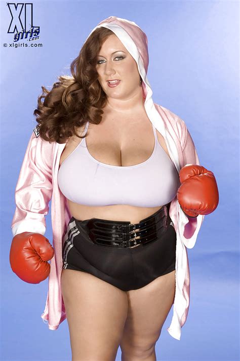 chubby beauty in boxing gloves gets her huge knockers