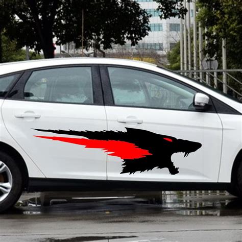 car running wolf head animal  door decal vinyl graphics side stickers zc  car stickers
