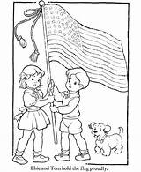 Coloring Pages Veterans Kids Flag Constitution Sheets July Independence 4th Girl Hold Printable Vietnam Children Activity Boy Cartoon Veteran American sketch template