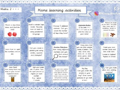 home learning activities maths  teaching resources