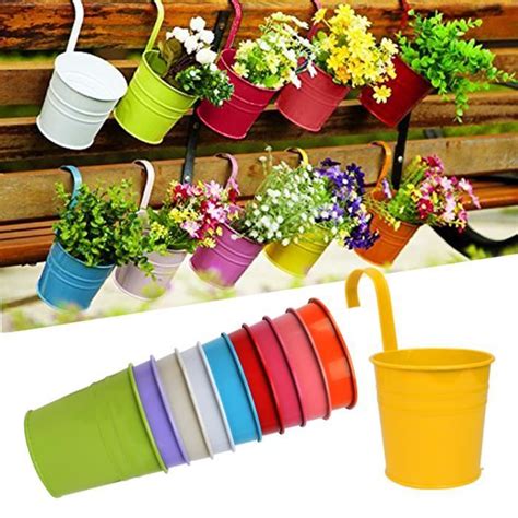 lot pcs pots de fleurs exterieur  accrocher colores amovible decoration jardin maison balcon
