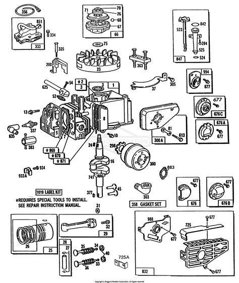 briggs  stratton    parts diagram  cylindermufflerspiston grp