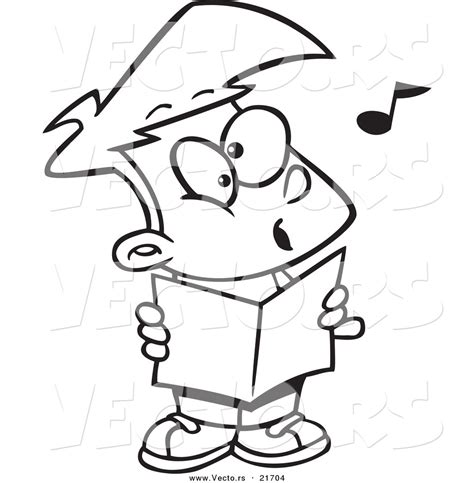 vector   cartoon choir boy singing outlined coloring page  ron