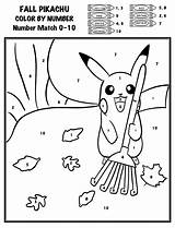 Pokemon Number Color Pikachu Coloring Pages Fall Printable Subtract Multiply Divide Add Numbers Autumn Students Pokémon Excited Changing Themed Leaves sketch template
