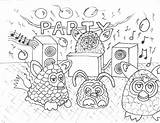 Furby Ball Furbies Partying Drawings Colouring sketch template
