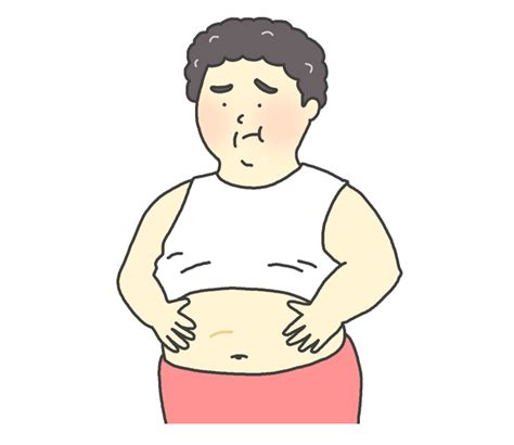 太ったことを気にする中年女性のイラスト イラストの里