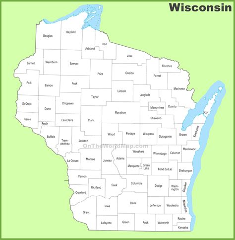 printable map  wisconsin counties