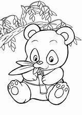 Panda Coloring Pages Cute Printable Bamboo Feeding Leaves sketch template