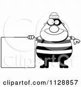 Burglar Robber Chubby Man Happy Sign Clipart Vector Cartoon Running Robbing Pig Bank Outlined Coloring sketch template