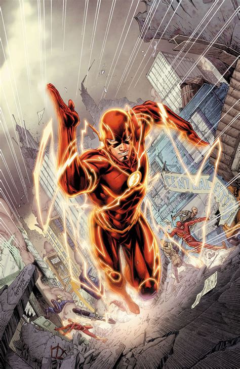 The Flash Running Through A City With Buildings In The Background And