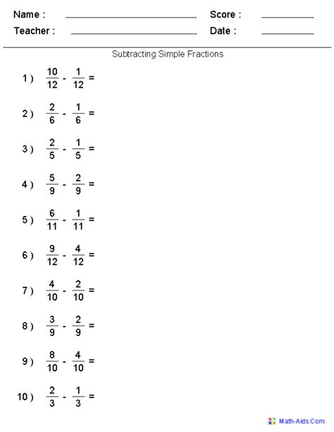Adding And Subtracting Fractions Mrs Laur S Class Page