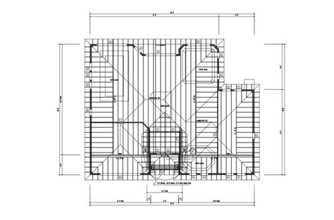 roof plan of residential house 65 0 x 52 0 with detail dimension in