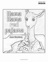 Llama Coloring Pajama Red Book Fun sketch template