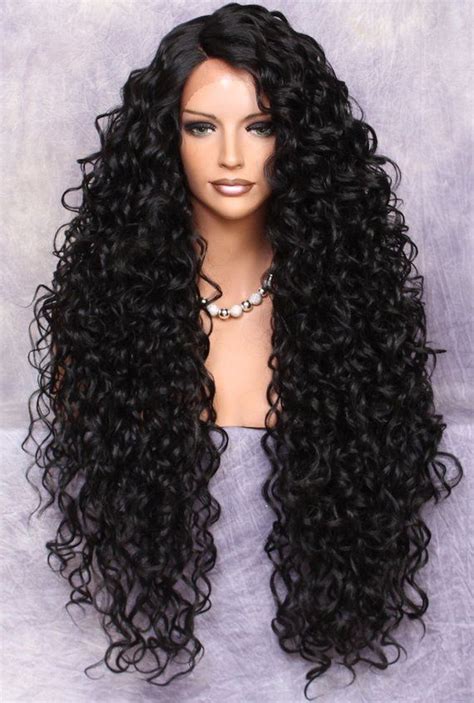 human hair blend full lace front wig extra volume and curly etsy