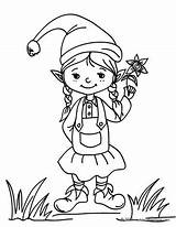 Elf Girl Coloring Christmas Pages Color Hellokids Print Online Cute sketch template