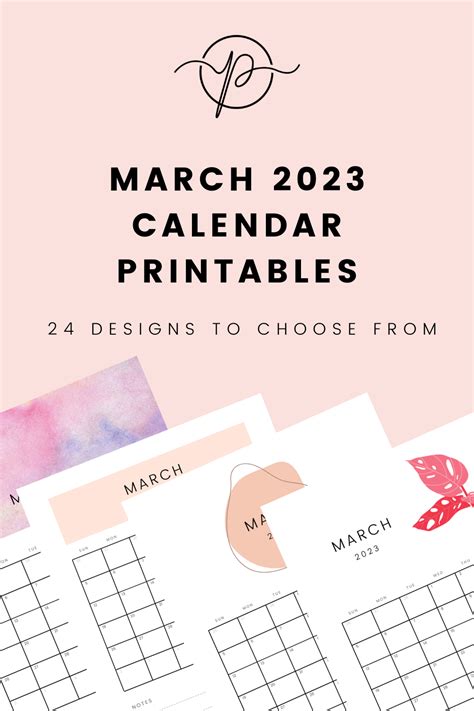 march calendar printable  cute designs