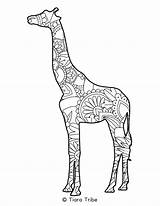 Giraffe Coloring Tiaratribe Mandalas sketch template