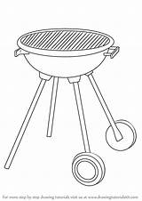 Grill Bbq Draw Step Drawing Objects Everyday Drawingtutorials101 Tutorials sketch template