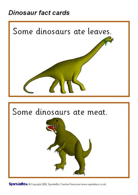 dinosaur fact cards sb sparklebox
