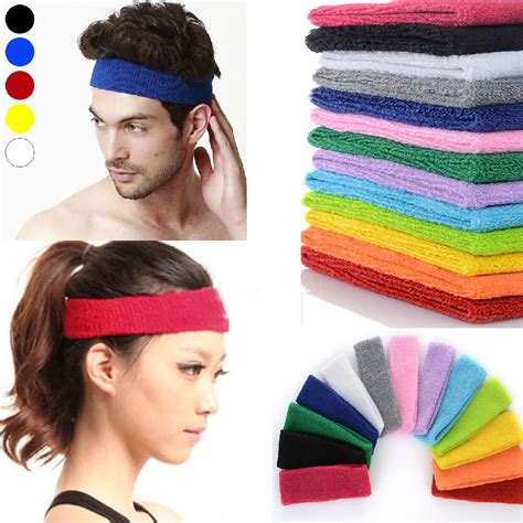 women men cotton sweat sweatband sport headband yoga gym stretch head