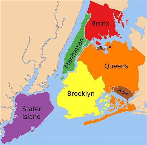 boroughs map nyc burrows karte  york usa
