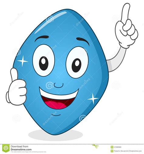 Blue Pill Viagra Character With Thumbs Up Stock Vector