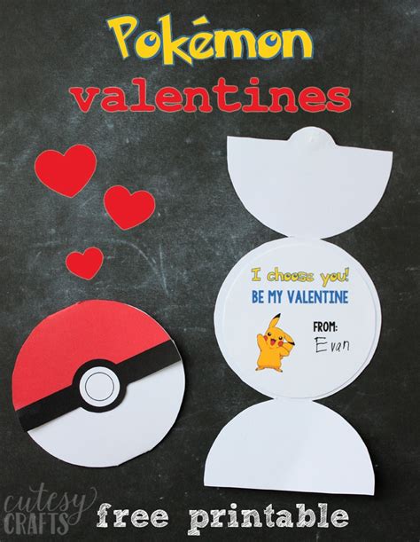 printable pokemon valentines  kids cutesy crafts