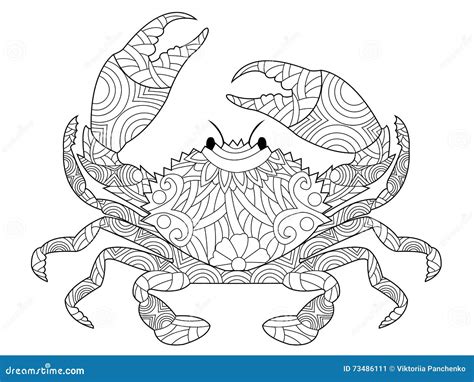 crab coloring book vector  adults stock vector illustration