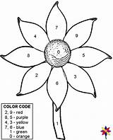 Number Color Worksheets Math Kids Flower Worksheet Pre Coloring Numbers Myweblets Pages Spring Code Printable Made Grade Digit First Alphabet sketch template