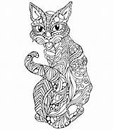 Chat Coloring Mandala Coloriage Pages Adult Cats Books Colouring sketch template