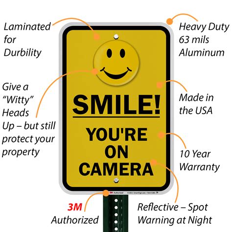 yellow smile youre  camera sign sku