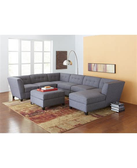 harper fabric  piece chaise modular sectional sofa  square corner units modular sectional
