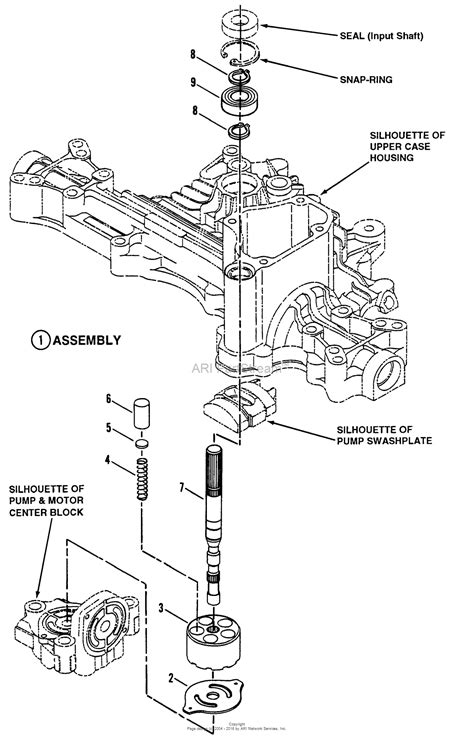 snapper  tuff torq hydrostatic transaxle parts diagram  pump shaft assembly