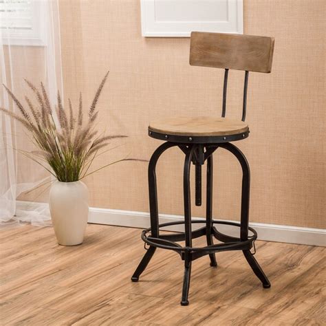 christopher knight home stirling adjustable wood backed bar stool