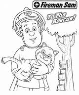 Sam Fireman Coloring Cat Pages Tree Firefighter Rescueing Tall Beautiful Jobs Printable Template sketch template