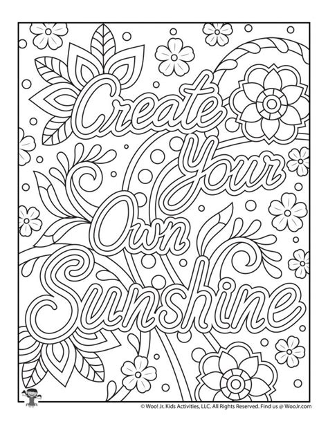 positive sayings adult coloring pages woo jr kids activities summer