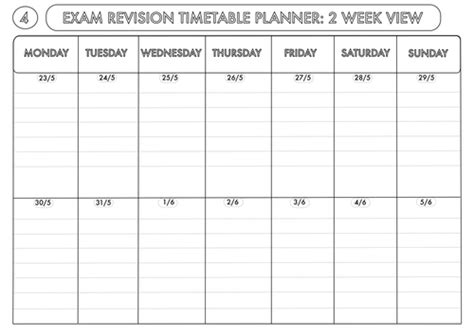 exam revision timetable planner  teaching resources