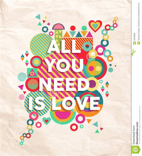 All You Need Is Love Quote Poster Background Stock Vector