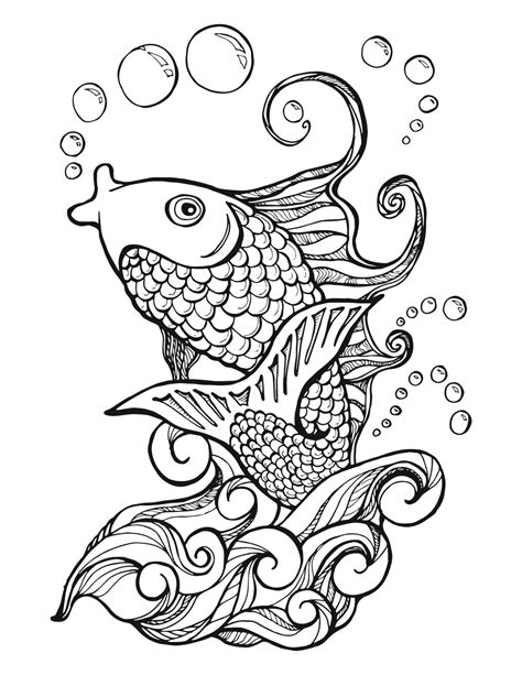 koi fish adult coloring page etsy