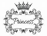 Crown Princess Coloring Pages Drawing Word Queen Tiara King Easy Prince Sketch Crowns Clipart Skull Outline Simple Vintage Digital Large sketch template