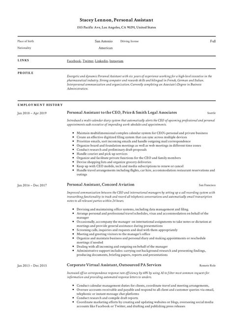 personal assistant resume template teacher resume resume examples