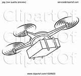 Drone Flying Package Delivery Illustration Royalty Perera Lal Clipart Vector sketch template
