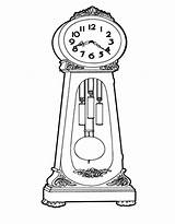 Clock Grandfather Coloring Pages Draw Clocks Color sketch template