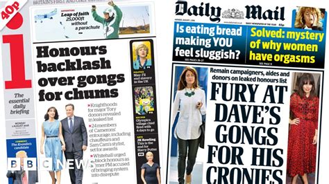 newspaper headlines cameron gongs row and female orgasms bbc news