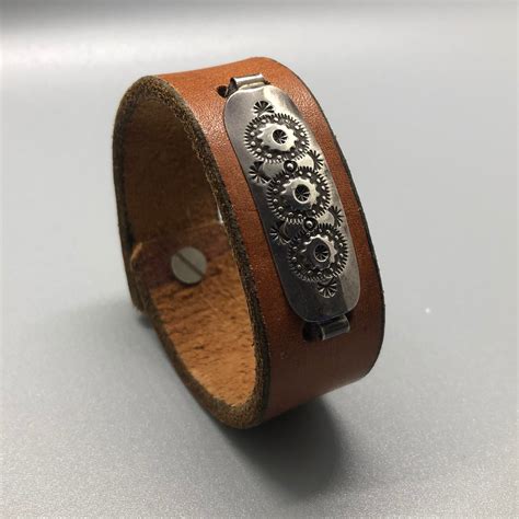 brown leather bracelet  sterling silver brown leather cuff handmade leather bracelet