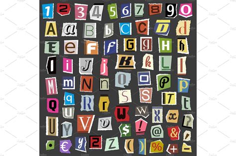 vector collage alphabet letters   newspaper magazine abc paper
