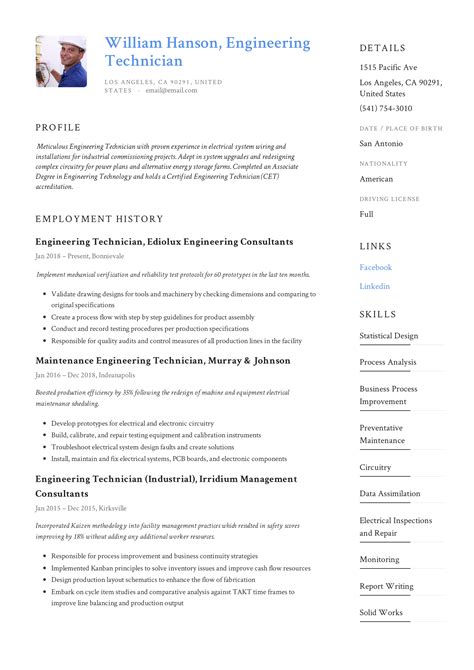 engineering technician resume writing guide  templates