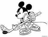 Mickey Hockey Coloring Pages Mouse Playing Disney sketch template
