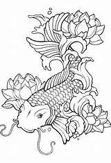 Koi Fish Tattoo Drawing Coloring Flowers Pages Lotus Outline Printable Drawings Tattoos Japanese Stencil Sheets Stencils Top Online Adult Designs sketch template